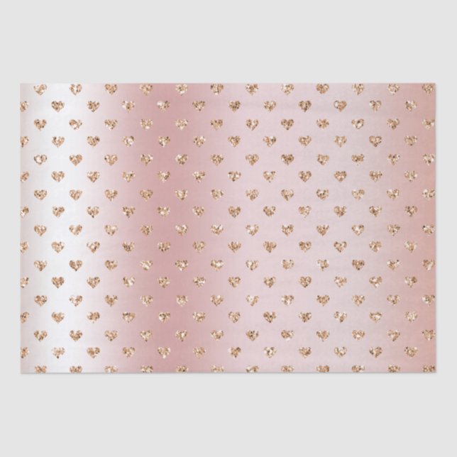 Blush Rose Gold Glitter Hearts  Tissue Paper (Front)