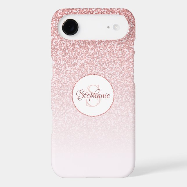 Blush Rose Gold Glitter Monogram Case-Mate iPhone Case (Back)