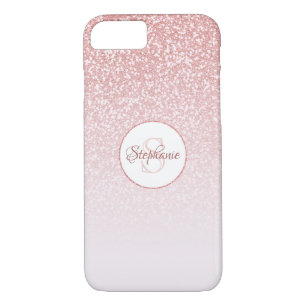 Blush Rose Gold Glitter Monogram iPhone 8/7 Case