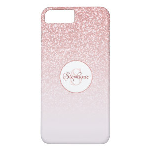 Blush Rose Gold Glitter Monogram iPhone 8 Plus/7 Plus Case