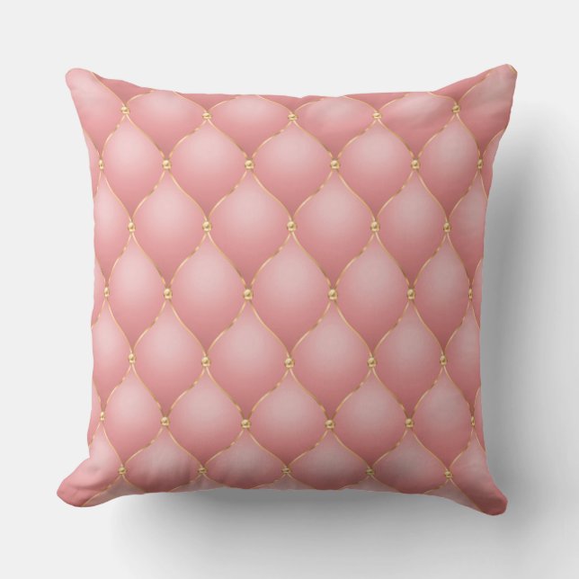 Blush Rose Gold Glitter Ogee Tufted Pillow (Front)