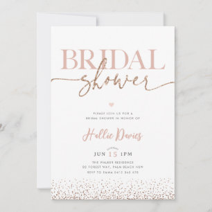 Blush Rose Gold Glitter Pretty Bridal Shower Invitation
