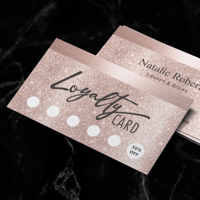 Blush Rose Gold Glitter Typography Beauty Salon Loyalty Card (Creator Uploaded)