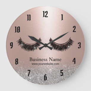 Blush Rose Gold Lashes Makeup Artist Beauty Salon Large Clock