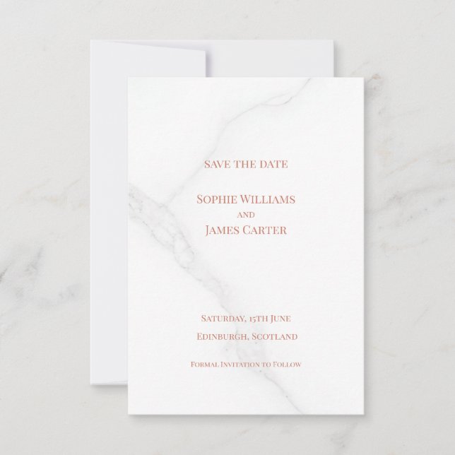 Blush Rose Gold Minimal Scottish Wedding Save The Date (Front)