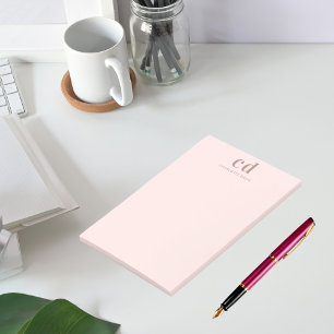 Blush rose gold monogram minimalist post-it notes