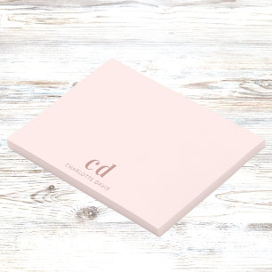 Blush rose gold monogram minimalist post-it notes
