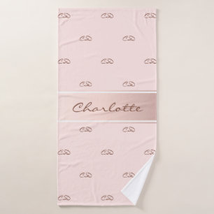 Blush rose gold monogram modern elegant name bath towel