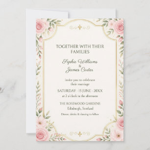 Blush Rose Gold Ornate Wedding Invitation