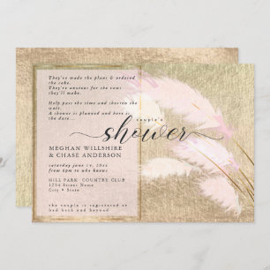 Blush Rose Gold Pampas Grass  Invitation