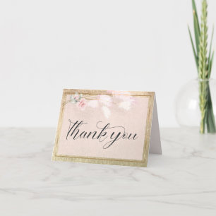 Blush Rose Gold Pampas Grass Thank You Card