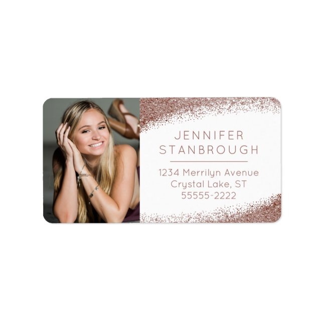 Blush & Rose Gold Photo Large Return Address Label (Front)