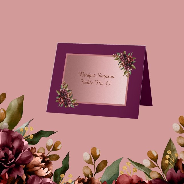 Blush Rose Gold - purple Floral Wedding Guest Card (Creator Uploaded)
