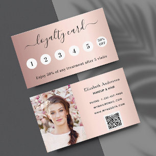 Blush rose gold qr code photo elegant loyalty card