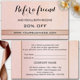 Blush Rose Gold Referral Business Card