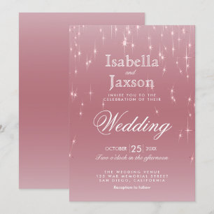 Blush Rose Gold Star Lights Invitation