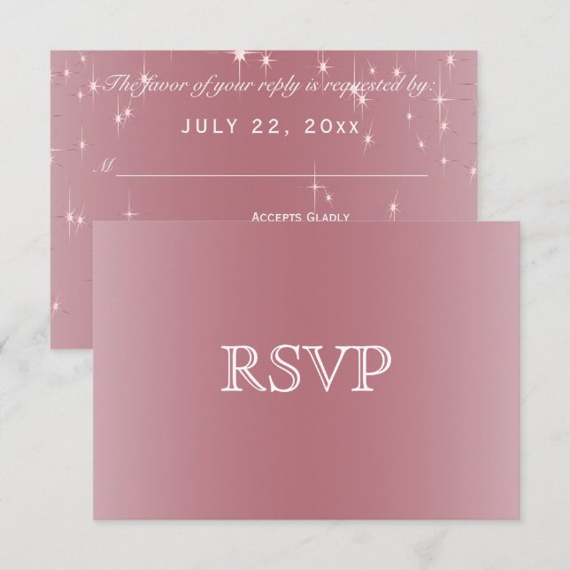 Blush Rose Gold Star Lights - RSVP (Front/Back)
