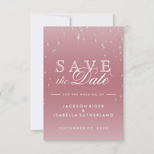 Blush Rose Gold Star Lights - Save the Date (Front)