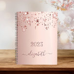 Blush rose gold stars dripping monogram name 2025 planner<br><div class="desc">A blush, rose gold background with elegant faux rose gold glittery and shining stars falling, dripping. Personalize and add a year 20XX (or any year) and a name. The name is written in dark rose gold with a large modern hand lettered style script with swashes. To keep the swashes only...</div>