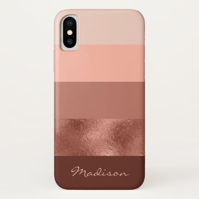 Blush Rose Gold Wide Stripes Case-Mate iPhone Case (Back)