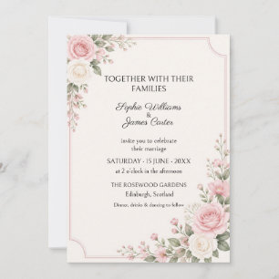 Blush Rose Greenery Arch Wedding Invitation