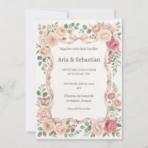 Blush Rose Greenery Wedding Invitation