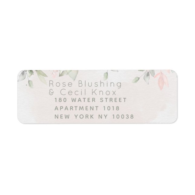 Blush Rose Greenery Wedding Return Address (Front)