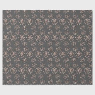 Blush Rose Line Art / Elegant Floral Wrapping Paper