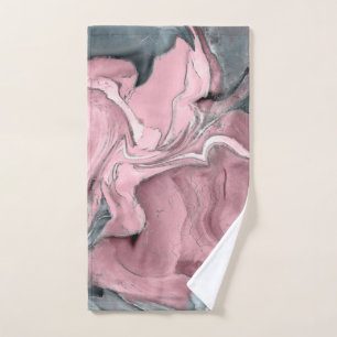 Blush rose marble - pastel pinks, grey and silver bath towel set