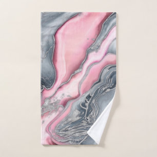 Blush rose marble - pastel pinks, grey and silver bath towel set