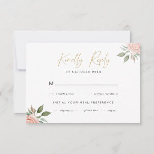 Blush Rose Minimalist Wedding Response Card