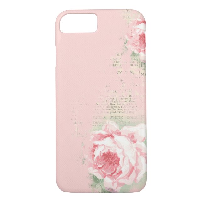 blush rose on old newspaper Case-Mate iPhone case (Back)