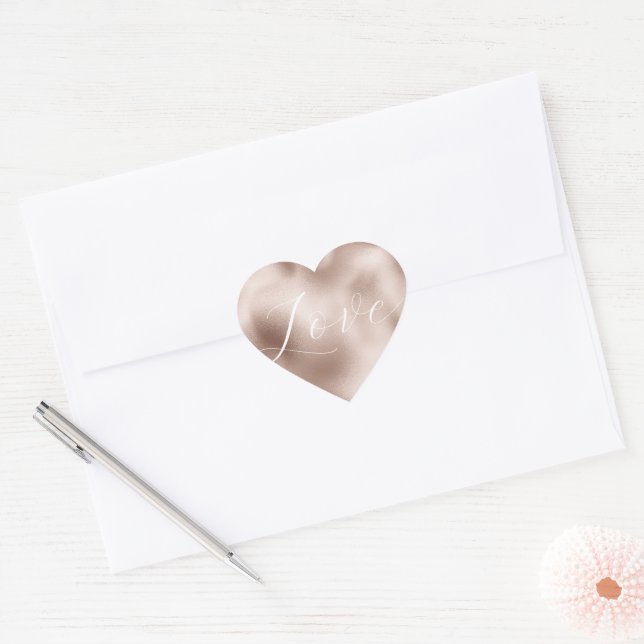 Blush Rose Pink Glam White Love Wedding Heart Sticker (Envelope)
