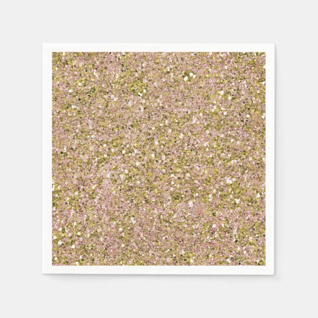 Blush Rose Pink & Gold Glam Glitter Party Sparkle Napkin (Front)