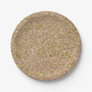 Blush Rose Pink & Gold Glam Glitter Party Sparkle Paper Plate