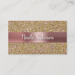 Blush Rose Pink & Gold Glam Glitter Sparkle Business Card