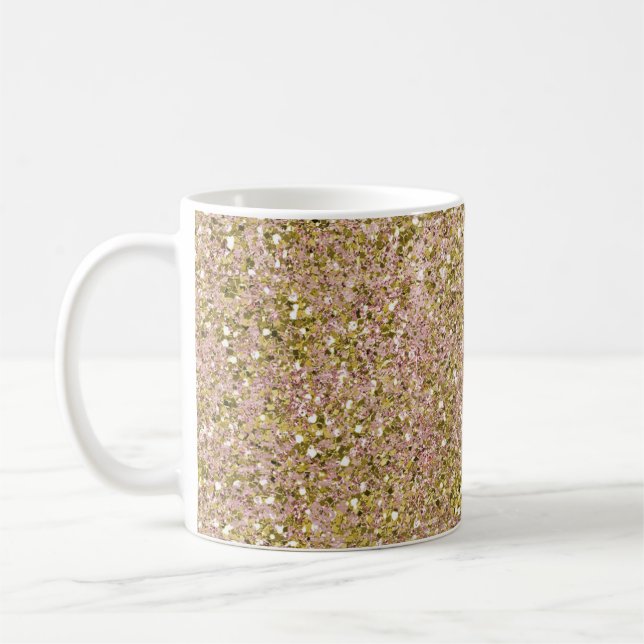 Blush Rose Pink & Gold Glam Glitter Sparkle Girly Coffee Mug (Left)