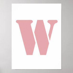 Blush Rose Pink Minimalist Family Monogram Letter  Poster