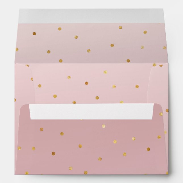 Blush Rose Pink Ombre Gold Confetti Sparkle Envelopes (Back (Bottom))
