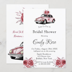 Blush Rose Pink Peony Oleander Bridal Shower Invitation