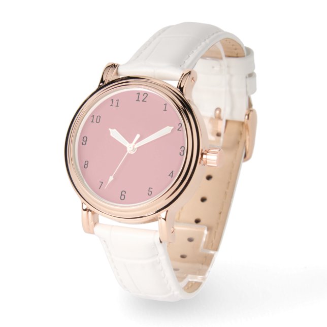 Blush Rose Pink Solid Colour | Classic | Elegant  Watch (Angle)