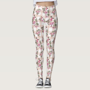 Blush/Rose Plaid Watercolor Women's Leggings