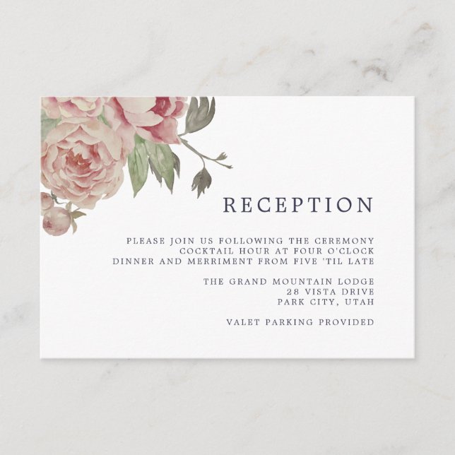Blush Rose Reception Card (Front)