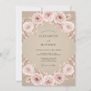 Blush Rose Romance Wedding Invitation