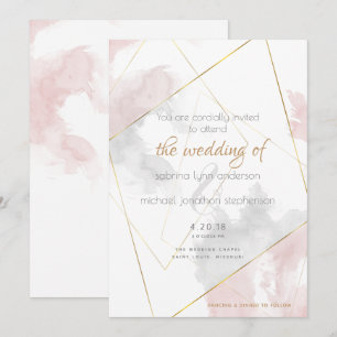 Blush Rose Silver Watercolor TheBarefootBride™ Invitation