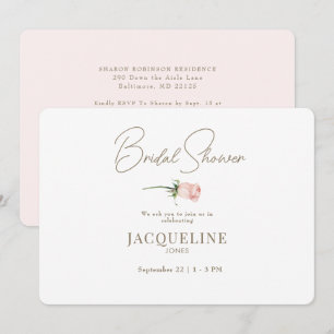  Blush Rose Stem Bridal Shower Invitation