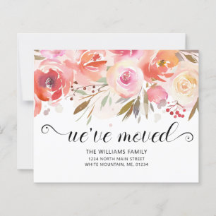 Blush Rose Watercolor Floral Budget Moving Card 