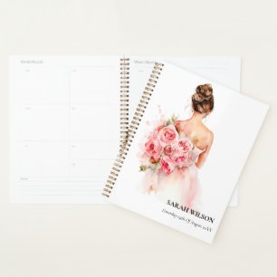 Blush Rose Watercolor Wedding Gown Bridal Shower Planner