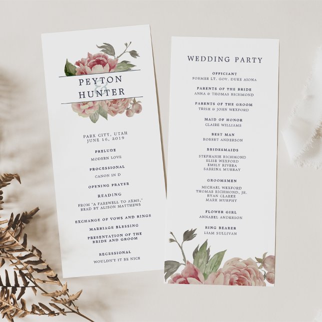 Blush Rose Wedding Ceremony Program Programme (Creator Uploaded)