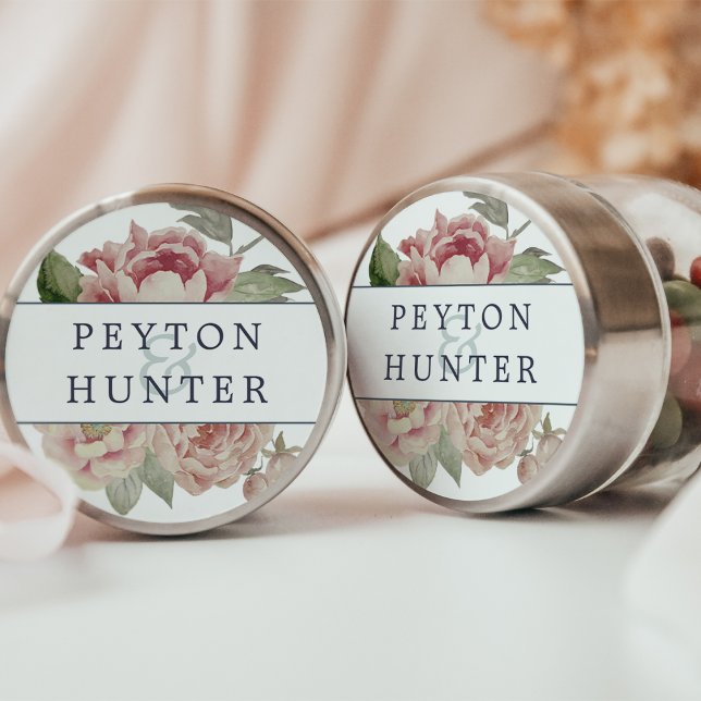 Blush Rose Wedding Classic Round Sticker (Creator Uploaded)